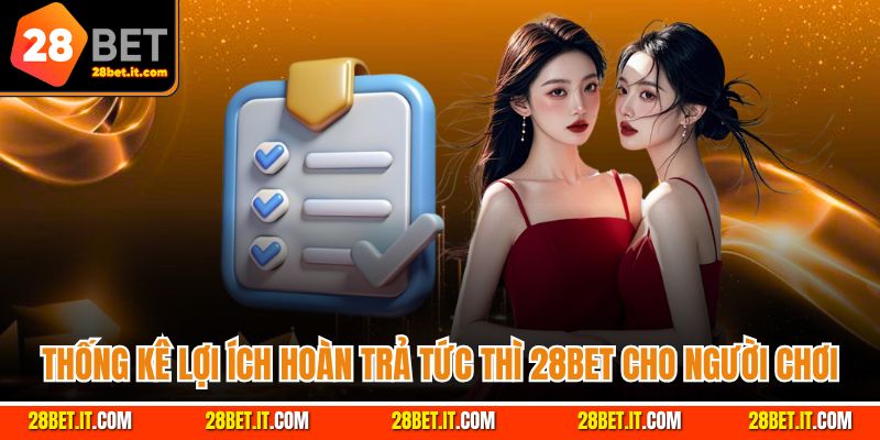 Thống kê lợi ích hoàn trả tức thì 28Bet cho người chơi